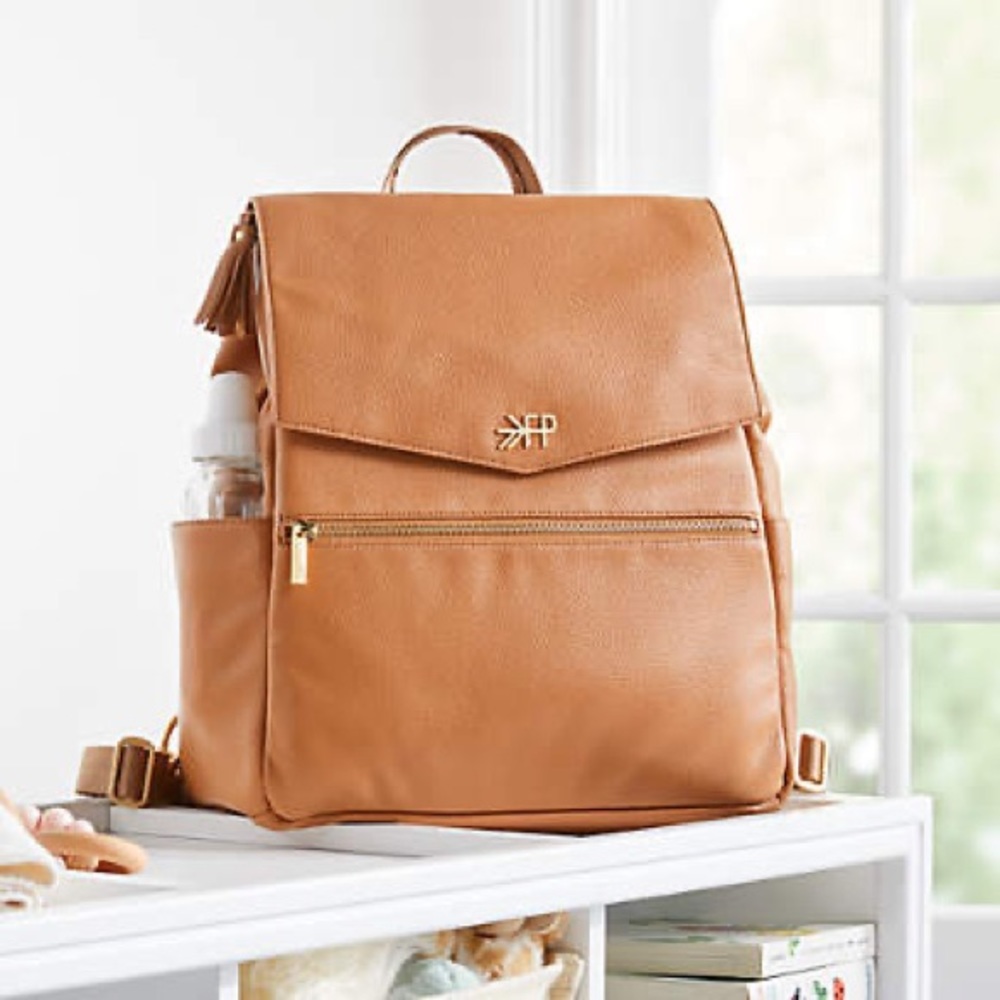 Freshly Picked Tan Leather Backpack Diaper Bag